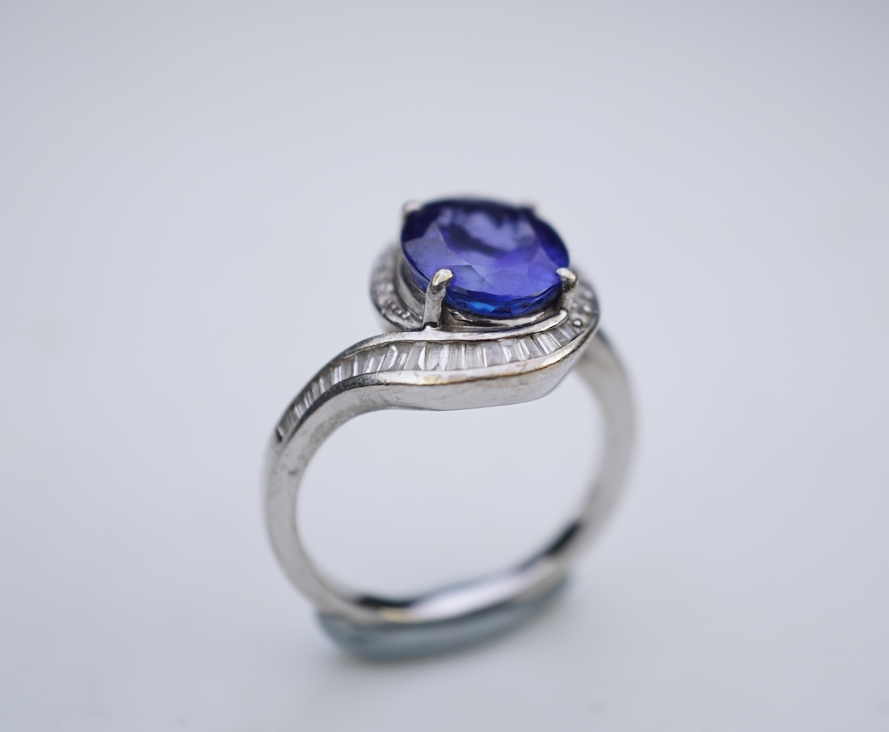 A tanzanite and diamond ring